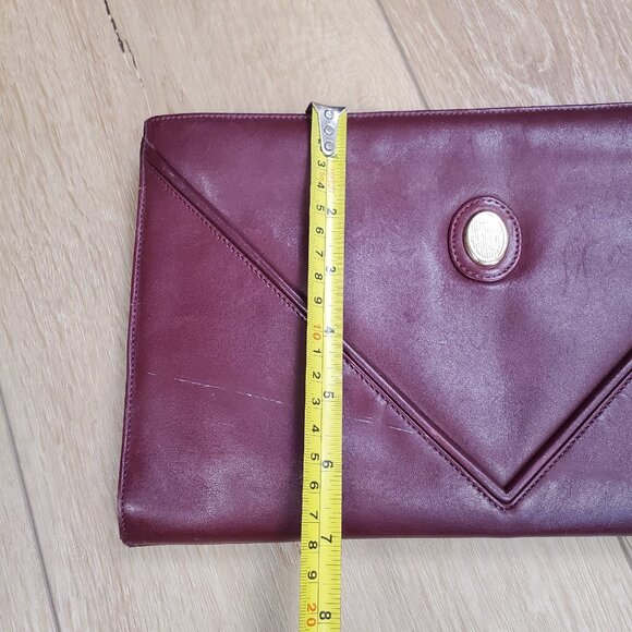 Vintage FS Originals Clutch Purse Genuine Leather Red Gold Envelope Zipper READ - Picture 13 of 14
